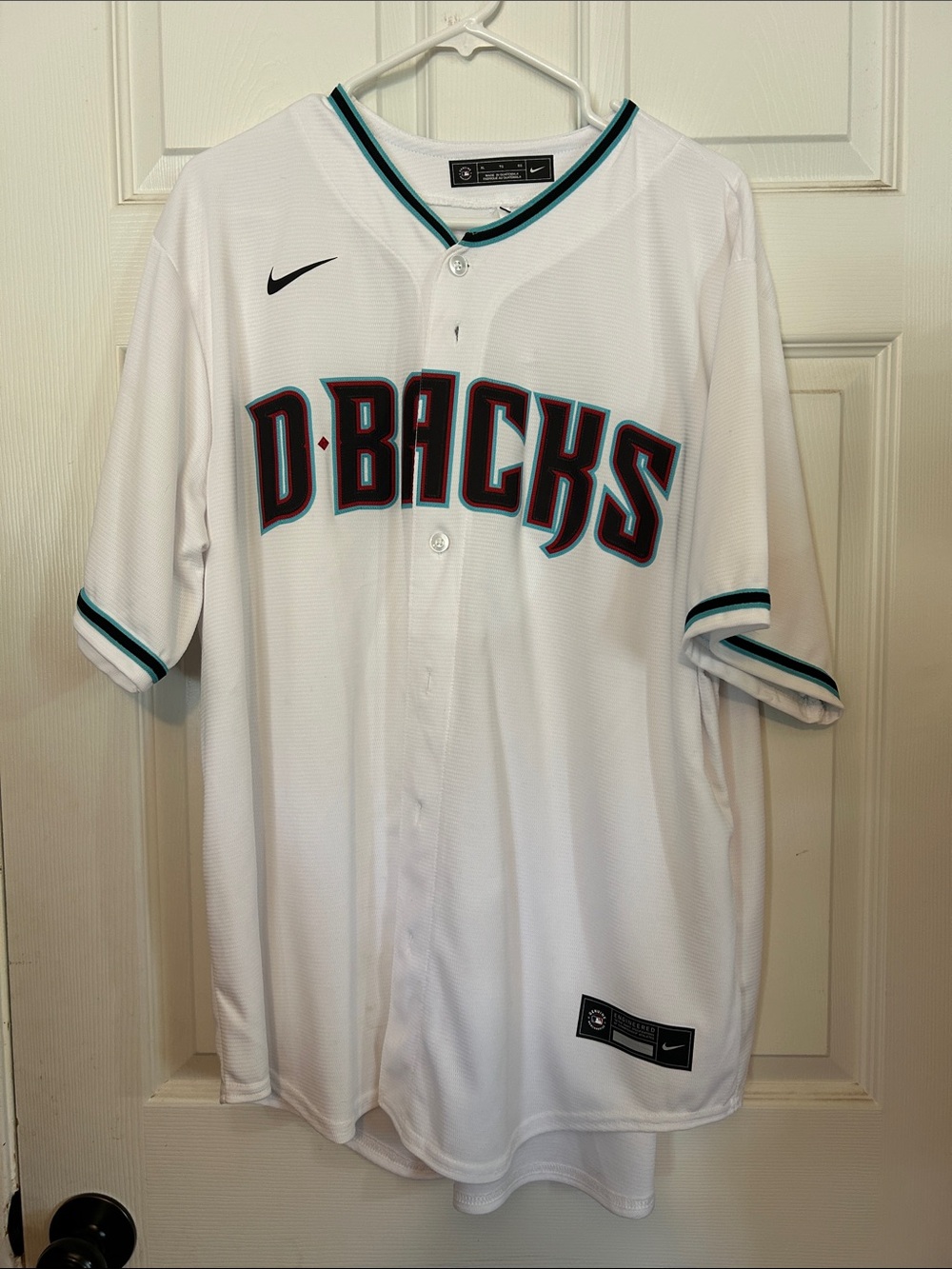 Nike Lawlar #11 White D-Backs Jersey with Teal and Black Trim